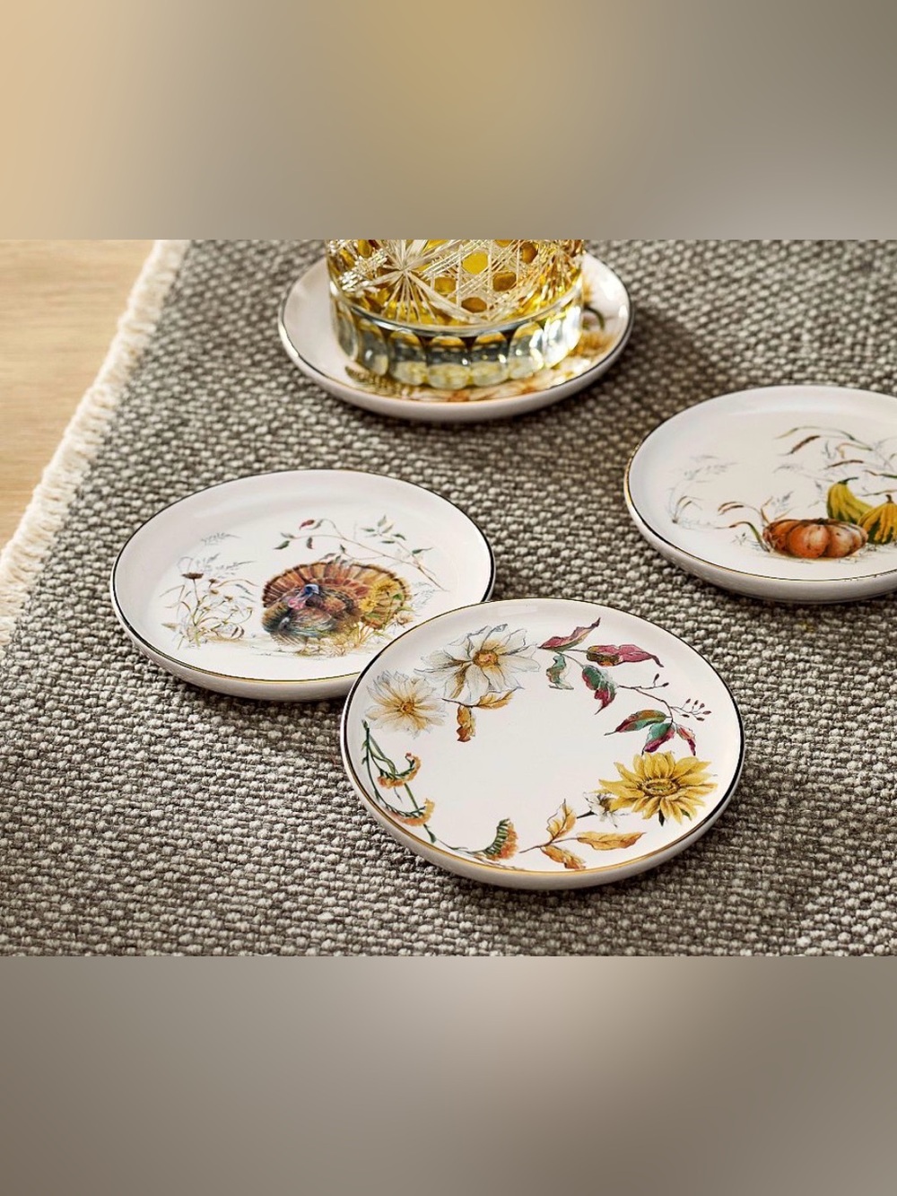 NWT Pottery Barn Bedford Harvest Stoneware Coasters - Mixed Set Of 4